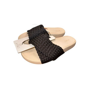 Women's CALIA Black Tan Braided Slide Sandals Size 9